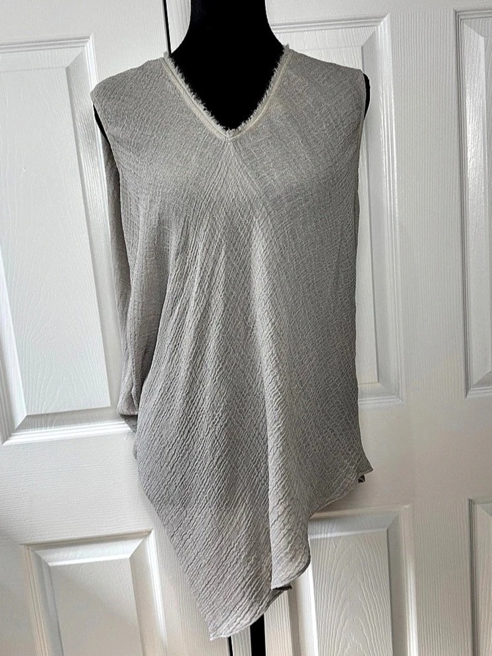 Helmut Lang Asymmetric V-Neck Tank Top in Gray